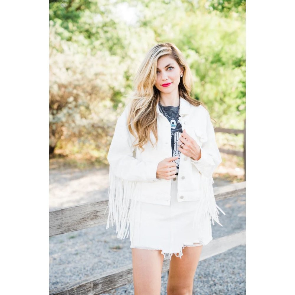 ALWAYS AROUND FRINGE DENIM JACKET